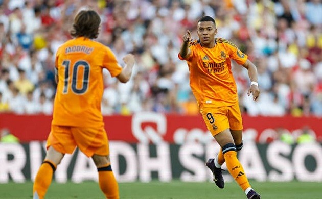 Kylian Mbappe ăn mừng bàn thắng mở tỷ số trong trận Real Madrid gặp Sevilla tại La Liga
